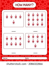 How many counting game with , santa claus. worksheet for preschool kids, kids activity sheet