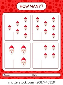 How many counting game with , santa claus. worksheet for preschool kids, kids activity sheet
