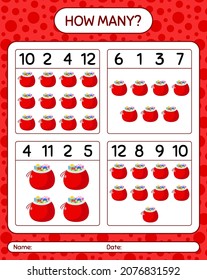 How many counting game with santa's bag. worksheet for preschool kids, kids activity sheet