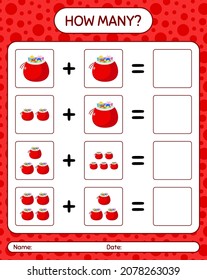 How many counting game with santa's bag. worksheet for preschool kids, kids activity sheet