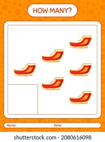 How many counting game with santa's sleigh. worksheet for preschool kids, kids activity sheet