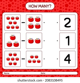 How many counting game with santa's bag. worksheet for preschool kids, kids activity sheet