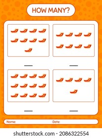 How many counting game with santa's sleigh. worksheet for preschool kids, kids activity sheet
