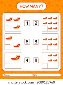 How many counting game with santa's sleigh. worksheet for preschool kids, kids activity sheet