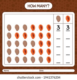 How many counting game with sapote worksheet for preschool kids, kids activity sheet, printable worksheet