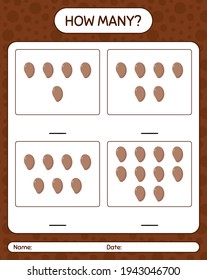 Wie viele Zählspiele mit dem Sapote-Arbeitsblatt für Vorschulkinder, Kinderaktivitätsblatt, druckbares Arbeitsblatt