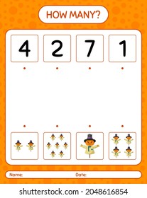 ¿Cuántos juegos de conteo con espantapájaros? hoja de trabajo para niños de preescolar, hoja de actividades para niños