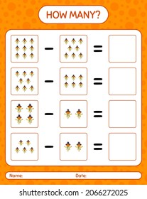 How many counting game with scarecrow. worksheet for preschool kids, kids activity sheet