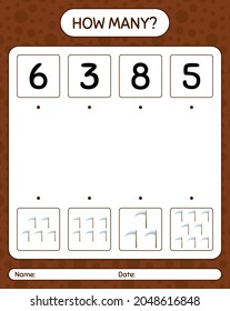 How many counting game with scythe. worksheet for preschool kids, kids activity sheet