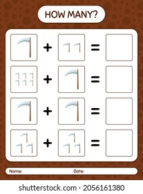 How many counting game with scythe. worksheet for preschool kids, kids activity sheet