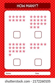 How many counting game with seastar. worksheet for preschool kids, kids activity sheet