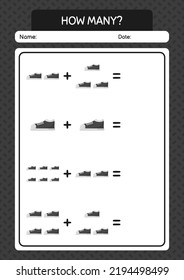 How many counting game with shoes. worksheet for preschool kids, kids activity sheet