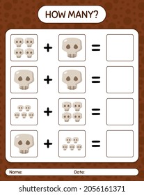 How many counting game with skull. worksheet for preschool kids, kids activity sheet