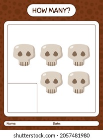 How many counting game with skull. worksheet for preschool kids, kids activity sheet