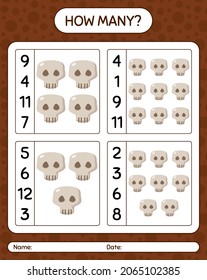 How many counting game with skull. worksheet for preschool kids, kids activity sheet