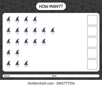 How many counting game with skull. worksheet for preschool kids, kids activity sheet