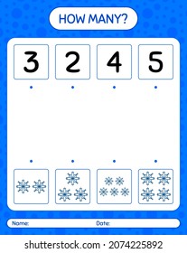 How many counting game with snowman. worksheet for preschool kids, kids activity sheet