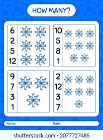 How many counting game with snowman. worksheet for preschool kids, kids activity sheet