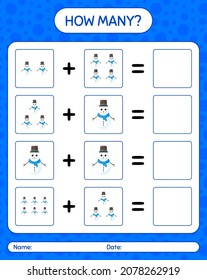 ¿Cuántos de juego de conteo con un muñeco de nieve? hoja de trabajo para niños de preescolar, hoja de actividades para niños