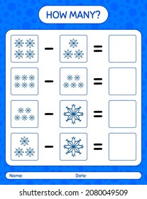 How many counting game with snowman. worksheet for preschool kids, kids activity sheet