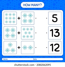How many counting game with snowman. worksheet for preschool kids, kids activity sheet