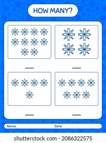 How many counting game with snowman. worksheet for preschool kids, kids activity sheet