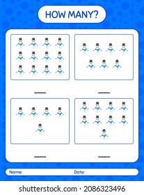 How many counting game with snowman. worksheet for preschool kids, kids activity sheet