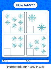 How many counting game with snowman. worksheet for preschool kids, kids activity sheet