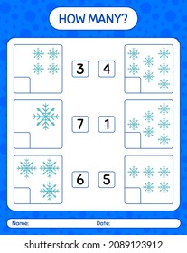 How many counting game with snowman. worksheet for preschool kids, kids activity sheet