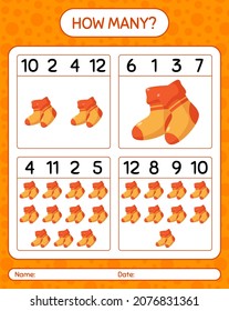 How many counting game with sock. worksheet for preschool kids, kids activity sheet