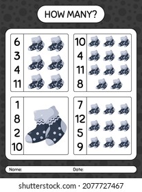 How many counting game with sock. worksheet for preschool kids, kids activity sheet