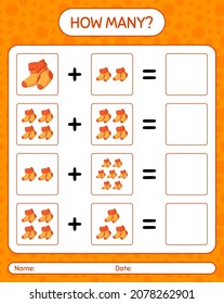 How many counting game with sock. worksheet for preschool kids, kids activity sheet