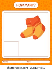 How many counting game with sock. worksheet for preschool kids, kids activity sheet