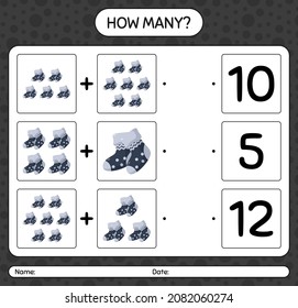 How many counting game with sock. worksheet for preschool kids, kids activity sheet