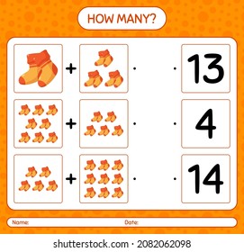 How many counting game with sock. worksheet for preschool kids, kids activity sheet