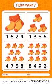 How many counting game with sock. worksheet for preschool kids, kids activity sheet