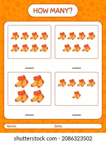 How many counting game with sock. worksheet for preschool kids, kids activity sheet