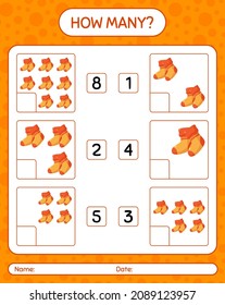How many counting game with sock. worksheet for preschool kids, kids activity sheet