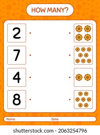 How many counting game with spider web. worksheet for preschool kids, kids activity sheet