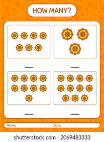 How many counting game with spider web. worksheet for preschool kids, kids activity sheet