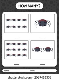 How many counting game with spider. worksheet for preschool kids, kids activity sheet