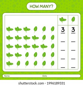 How many counting game with spinach. worksheet for preschool kids, kids activity sheet, printable worksheet