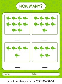 How many counting game with spinach. worksheet for preschool kids, kids activity sheet, printable worksheet