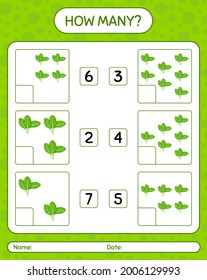 ¿Cuántos juegos de conteo con espinacas? hoja de trabajo para niños de preescolar, hoja de actividades para niños, hoja de trabajo imprimible