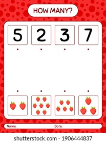 How many counting game with strawberry. worksheet for preschool kids, kids activity sheet, printable worksheet