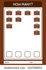 Cuántos juegos de conteo con maleta. hoja de trabajo para niños de preescolar, hoja de actividades para niños