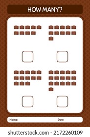 How many counting game with suitcase. worksheet for preschool kids, kids activity sheet