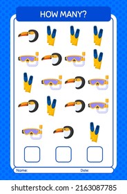 How many counting game with summer icon. worksheet for preschool kids, kids activity sheet
