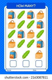 How many counting game with summer icon. worksheet for preschool kids, kids activity sheet