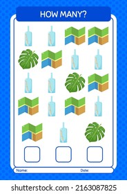 How many counting game with summer icon. worksheet for preschool kids, kids activity sheet